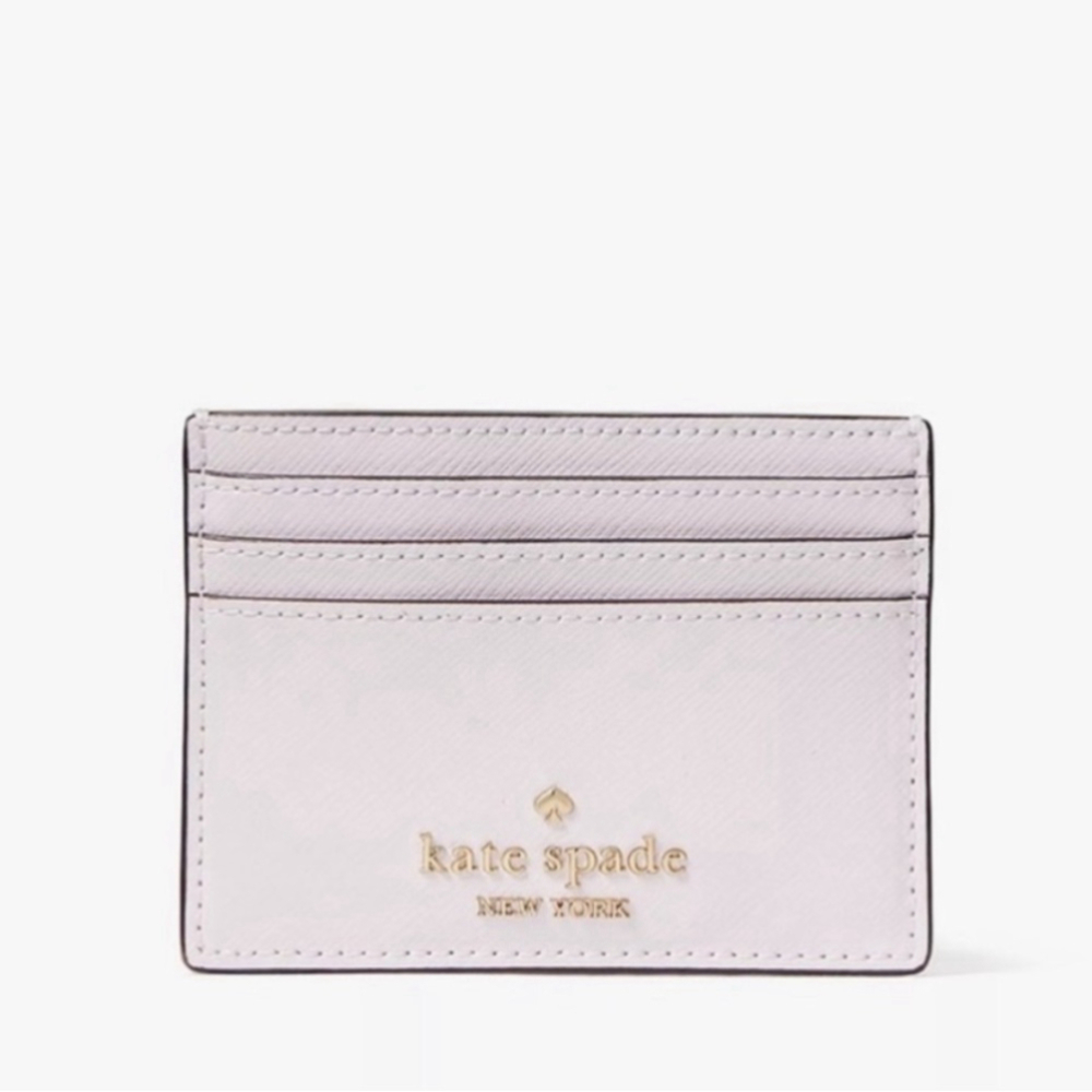 Kate Spade Madison Studded Faux Pearls Small Slim Card Holder, Lilac Moon - Picture 2 of 10